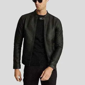 Belted Waist Classic Moto Leather Jacket
