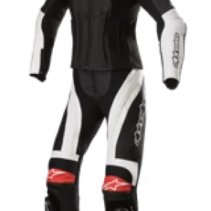 Women Stella Gp Plus Two Piece Leather Suit Black Red